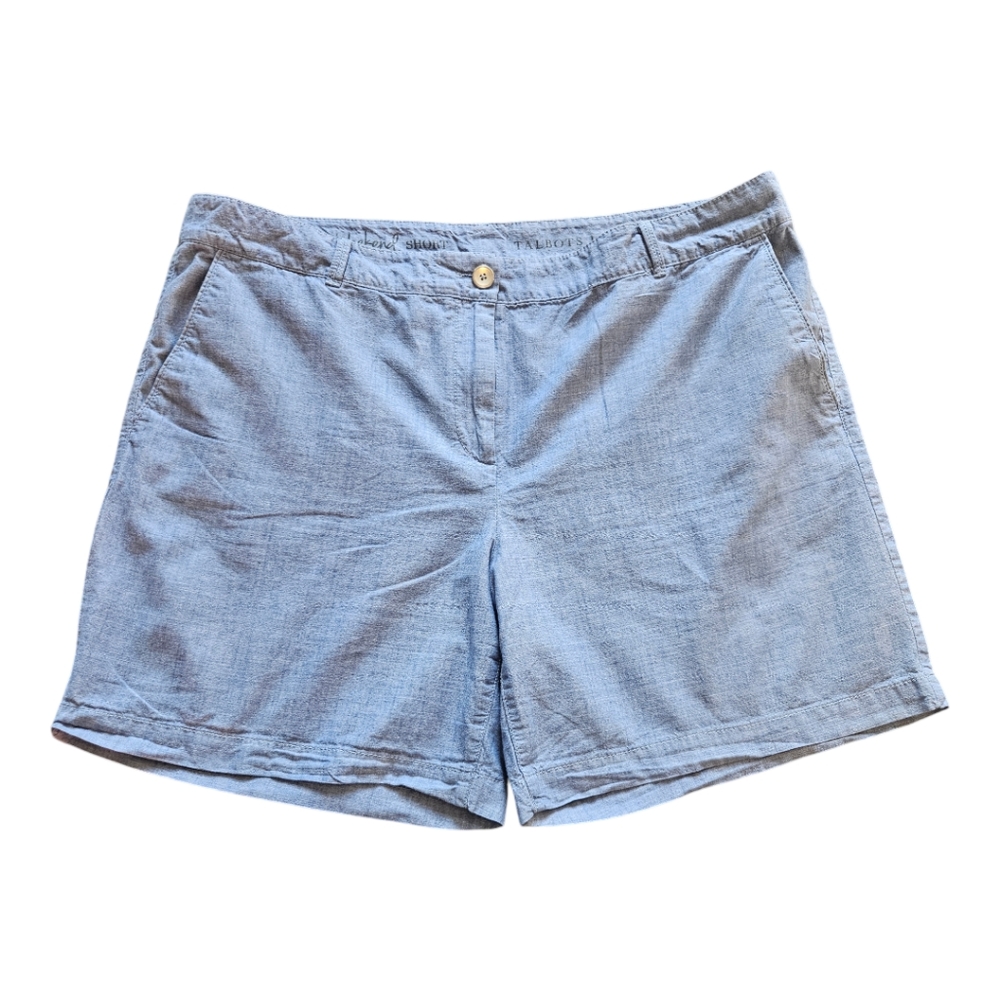 Talbots Women The Weekend Shorts Plus Chambray Light Blue Size 16 Preppy